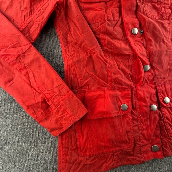 Barbour International Avonmouth Waxed Jacket Women Full Zip Red Size 4 USA Lined - Picture 2 of 16